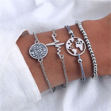 Load image into Gallery viewer, IPARAM Women's Vintage Multilayer Bracelet Set Bohemian Charm Heart Lotus Shell Bracelet Charm Geometric Crystal Beaded Fashion