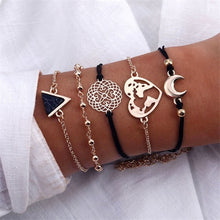 Load image into Gallery viewer, IPARAM Women's Vintage Multilayer Bracelet Set Bohemian Charm Heart Lotus Shell Bracelet Charm Geometric Crystal Beaded Fashion