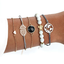 Load image into Gallery viewer, Bohemian Turtle Marble Stone Beads Bracelet Multilayer Adjustable Open Bracelet Set For Women Fashion Vintage Tassel Bracelet