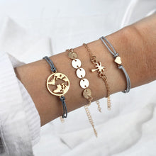 Load image into Gallery viewer, Bohemian Turtle Marble Stone Beads Bracelet Multilayer Adjustable Open Bracelet Set For Women Fashion Vintage Tassel Bracelet