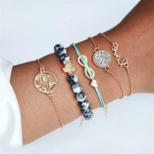 Load image into Gallery viewer, Bohemian Turtle Marble Stone Beads Bracelet Multilayer Adjustable Open Bracelet Set For Women Fashion Vintage Tassel Bracelet