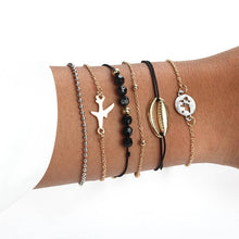 Load image into Gallery viewer, Bohemian Turtle Marble Stone Beads Bracelet Multilayer Adjustable Open Bracelet Set For Women Fashion Vintage Tassel Bracelet