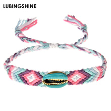 Load image into Gallery viewer, Bohemian Handmade Braid Shell Charms Bracelet Adjustable Rope Chain Bracelet Anklet for Women Girl Ethnic Cuff Wristband Jewelry