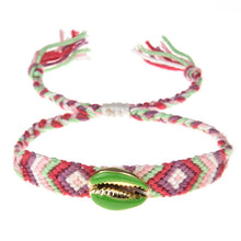 Load image into Gallery viewer, Bohemian Handmade Braid Shell Charms Bracelet Adjustable Rope Chain Bracelet Anklet for Women Girl Ethnic Cuff Wristband Jewelry