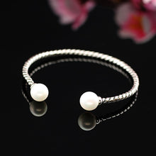 Load image into Gallery viewer, XIYANIKE Fashion Simple 925 Sterling Silver Simulated Pearl Smooth Twist Rope Thai Silver Opening Bracelets  Bangles For Women