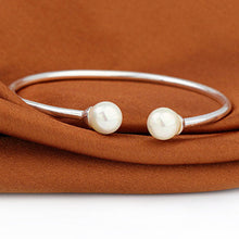 Load image into Gallery viewer, XIYANIKE Fashion Simple 925 Sterling Silver Simulated Pearl Smooth Twist Rope Thai Silver Opening Bracelets  Bangles For Women