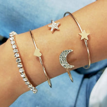 Load image into Gallery viewer, DIEZI Korean Cute Trendy Moon Star Heart Charm Bracelet Sets For Women Silver Gold Rhinestone Bracelets Beads Jewelry Gifts