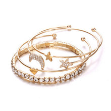 Load image into Gallery viewer, DIEZI Korean Cute Trendy Moon Star Heart Charm Bracelet Sets For Women Silver Gold Rhinestone Bracelets Beads Jewelry Gifts