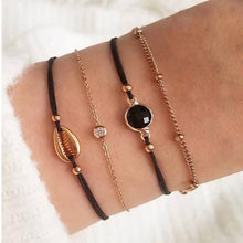 Load image into Gallery viewer, IPARAM Women's Vintage Multilayer Bracelet Set Bohemian Charm Heart Lotus Shell Bracelet Charm Geometric Crystal Beaded Fashion