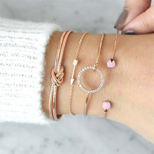 Load image into Gallery viewer, IPARAM Women's Vintage Multilayer Bracelet Set Bohemian Charm Heart Lotus Shell Bracelet Charm Geometric Crystal Beaded Fashion