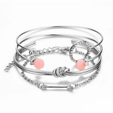 Load image into Gallery viewer, IPARAM Women's Vintage Multilayer Bracelet Set Bohemian Charm Heart Lotus Shell Bracelet Charm Geometric Crystal Beaded Fashion