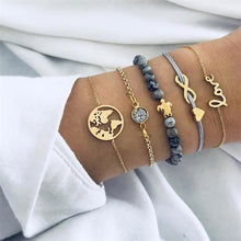 Load image into Gallery viewer, IPARAM Women's Vintage Multilayer Bracelet Set Bohemian Charm Heart Lotus Shell Bracelet Charm Geometric Crystal Beaded Fashion