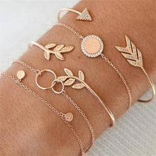 Load image into Gallery viewer, IPARAM Women's Vintage Multilayer Bracelet Set Bohemian Charm Heart Lotus Shell Bracelet Charm Geometric Crystal Beaded Fashion