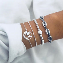 Load image into Gallery viewer, IPARAM Women's Vintage Multilayer Bracelet Set Bohemian Charm Heart Lotus Shell Bracelet Charm Geometric Crystal Beaded Fashion