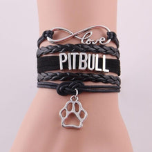 Load image into Gallery viewer, Infinity love PITBULL women bracelet stacks dog paw charm leather wrap men bracelets &amp; bangles for women jewelry accessories