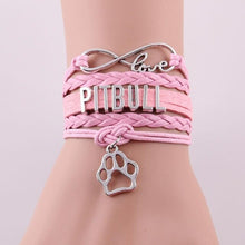 Load image into Gallery viewer, Infinity love PITBULL women bracelet stacks dog paw charm leather wrap men bracelets &amp; bangles for women jewelry accessories