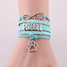 Load image into Gallery viewer, Infinity love PITBULL women bracelet stacks dog paw charm leather wrap men bracelets &amp; bangles for women jewelry accessories