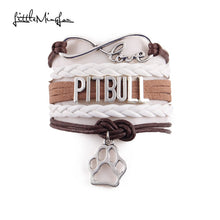 Load image into Gallery viewer, Infinity love PITBULL women bracelet stacks dog paw charm leather wrap men bracelets &amp; bangles for women jewelry accessories