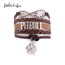 Load image into Gallery viewer, Infinity love PITBULL women bracelet stacks dog paw charm leather wrap men bracelets &amp; bangles for women jewelry accessories