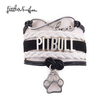 Load image into Gallery viewer, Infinity love PITBULL women bracelet stacks dog paw charm leather wrap men bracelets &amp; bangles for women jewelry accessories